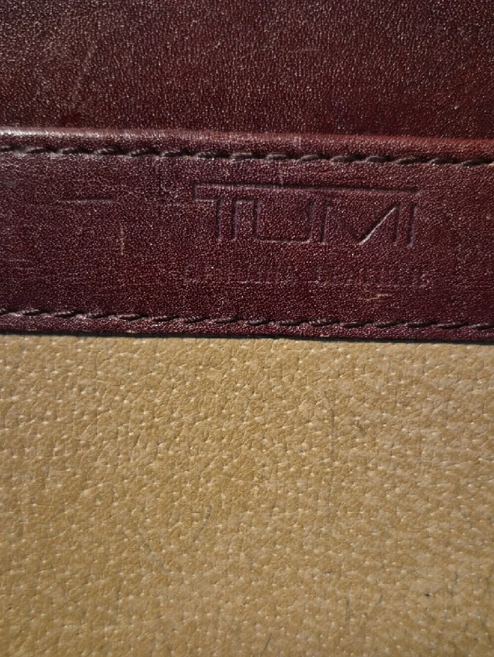 Tumi Burgundy Leather Men's Briefcase with Gold Hardware